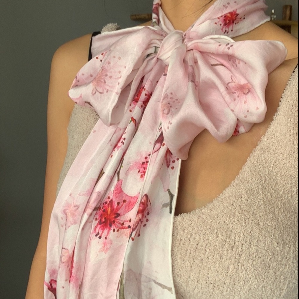 Ted Baker London Cherry Blossom Pink Silk Scarf